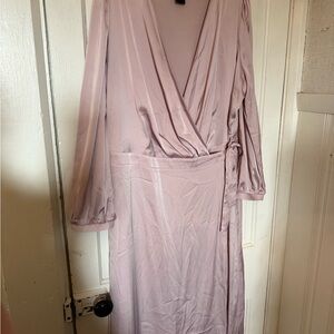 Elegant Light Pink Wrap Dress
